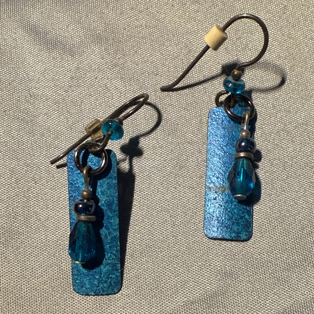 Elegant Titanium Blue Dangle Earrings